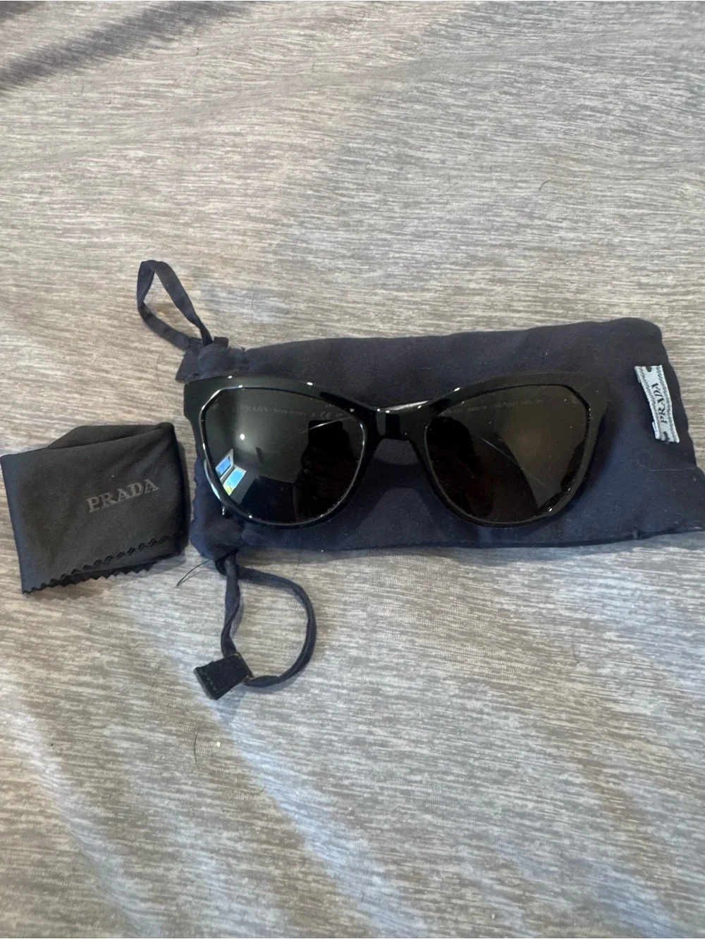 Prada Glossy Black Oversized Cat-Eye sunglasses